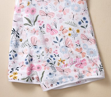 Wildflower Butterfly Oversized Organic Muslin Baby Blanket