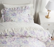 LoveShackFancy Lavender Damask Ruffle Organic Duvet Cover & Shams