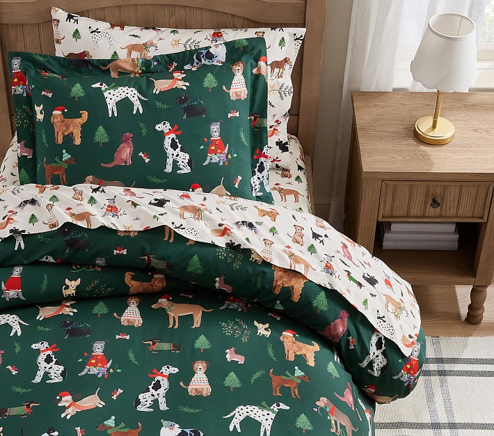 Christmas Dogs Organic Duvet Cover &amp; Shams