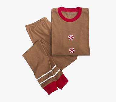Organic Heirloom Gingerbread Adult Tight Fit Pajama , Small