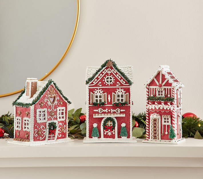 Clay Light-Up Mantel Village Houses