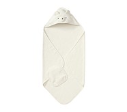 Super Soft White Bear Baby Bath Wrap & Washcloth