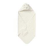 Super Soft White Bear Baby Bath Wrap & Washcloth