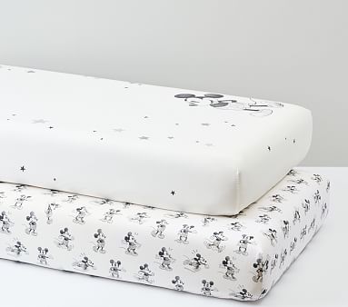 Disney Mickey Mouse Organic Picture Perfect and Classic Mickey Crib Fitted Sheet Set of 2