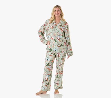 Adult Candy Cane Village Flannel Pajama Set