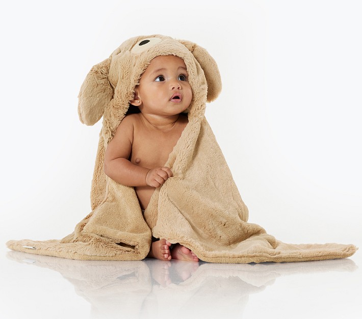 Faux-Fur Labradoodle Baby Hooded Towel