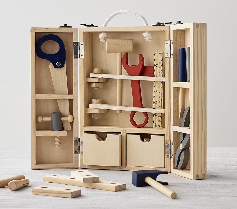 【0 ahc】ポッテリーバーンキッズ　アクティビティーテーブル+玩具箱 Wooden Busy Board | Pottery Barn Kids