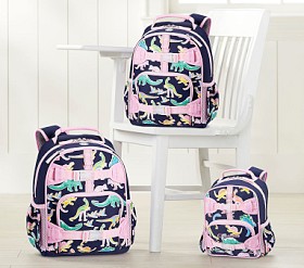 Mackenzie Pink Navy Glow-in-the-Dark Dinos Girls Backpacks