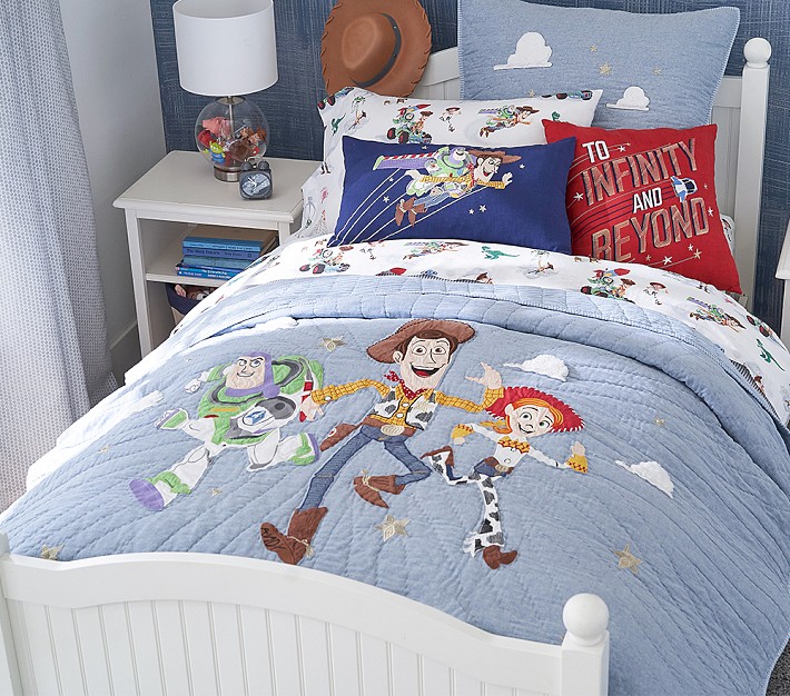 Disney Toy Story Outta This World Blue and White Fitted Crib