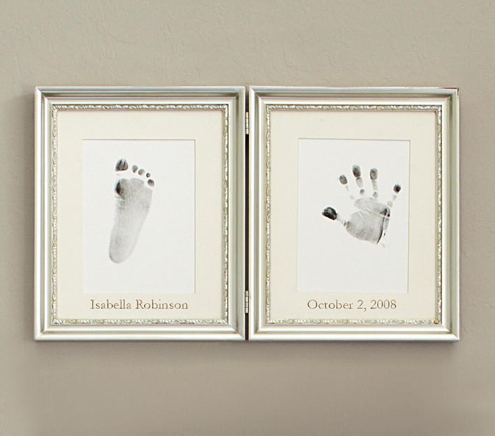 Silver Leaf Handprint and Footprint Frame