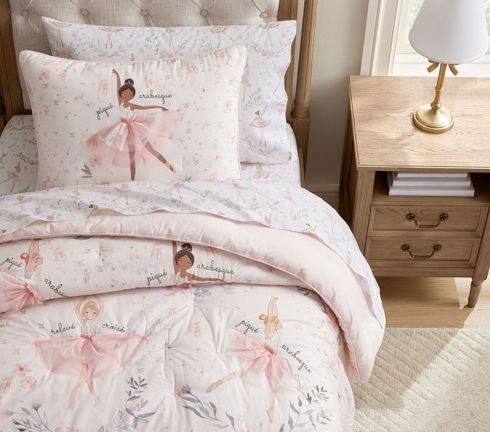 pottery barn バレリーナ　ピンク　新品 Ballerina Printed Organic Sheet Set & Pillowcases | Pottery