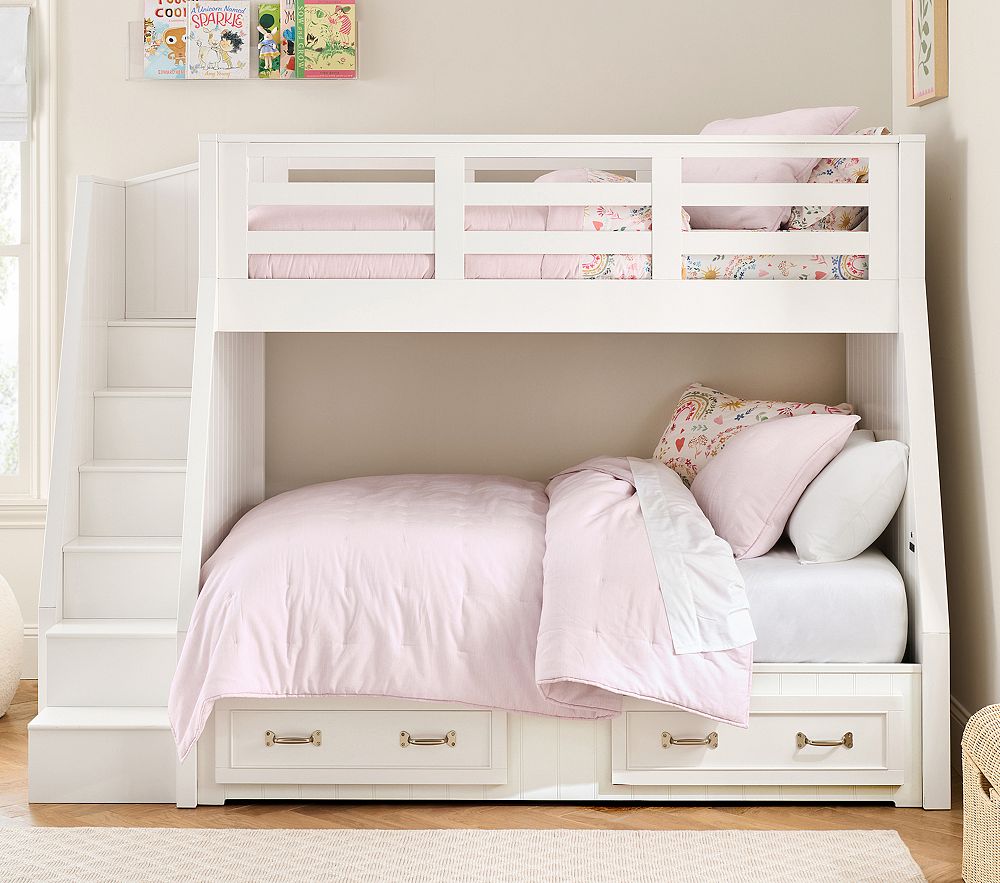 Belden Twin-Over-Full Stair Bunk Bed with Charging Station and Nightlight