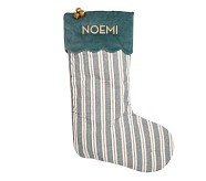 Chris Loves Julia Stocking, Red/Green Stripe Green Cuff