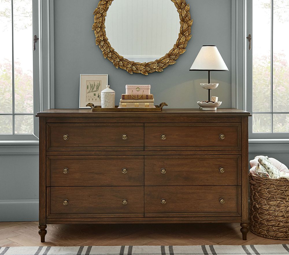 Chris Loves Julia 6-Drawer Turned Wood Dresser 56"
