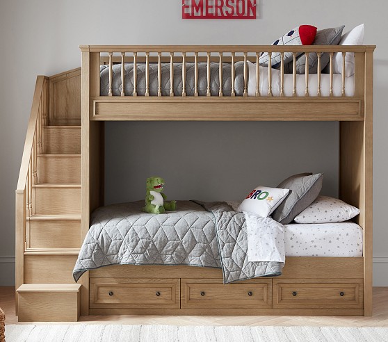 Buy bunk bed with ladder Outlet Fillmore Stair Kids Loft Bed Lower Bed Set Pottery Barn Kids