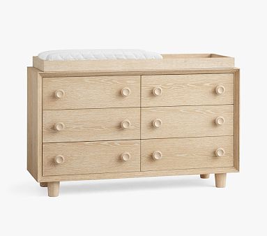 WE x PBK Vivienne Extra-Wide Nursery Dresser & Topper, Cerused White, In-Home Delivery