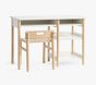 Avery Desk & Chair Set, Simply White/Rubberwood Natural