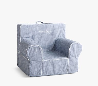 Chambray with White Piping Anywhere Chair® Slipcover Only