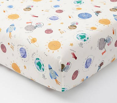 Space Organic Crib Fitted Sheet