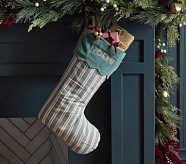 Chris Loves Julia Stocking, Red/Green Stripe Green Cuff
