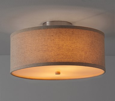 Linen Drum Flush Mount (16")