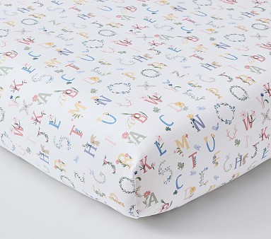 Floral ABC Organic Crib Fitted Sheet