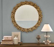 Chris Loves Julia Antique Gold Round Mirror (30")