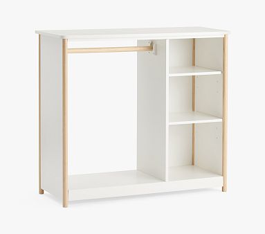 Avery Toddler 3-Shelf Wardrobe, Natural Rubberwood/Simply White