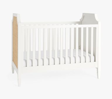 Ava Regency Caned Endpanel Crib, Simply White/ Natural Caning, Parcel Delivery