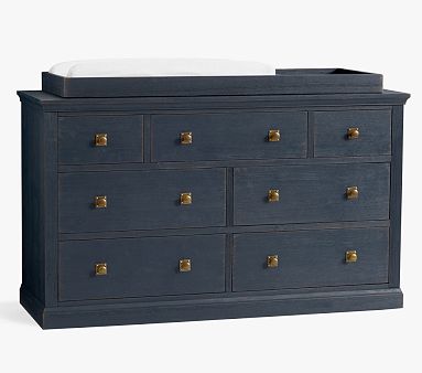 Charlie Extra Wide Dresser & Topper Set, Weathered Navy, In-Home Delivery