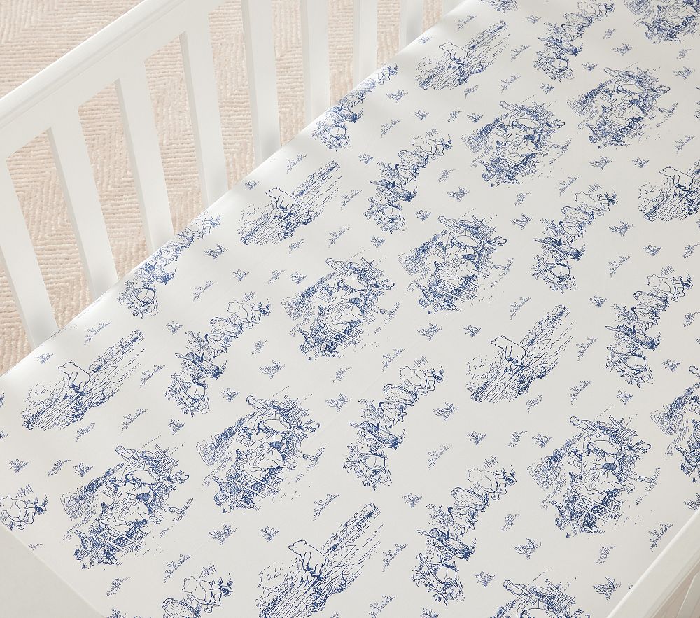 Disney's Winnie the Pooh Organic Toile Crib Fitted Sheet