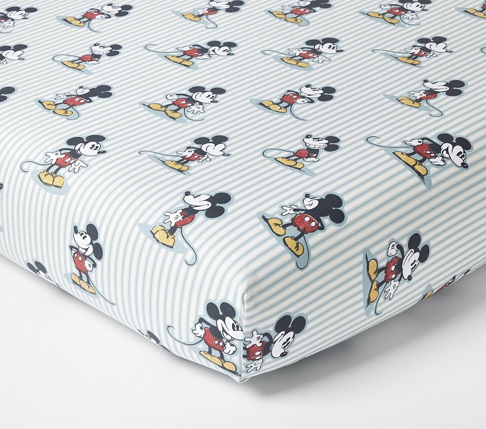 Disney Home x Sanderson Mickey Mouse Stripe Organic Crib Fitted Sheet