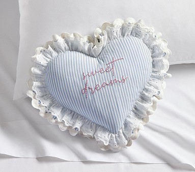 Sweet Dreams Embroidered Heart Pillow