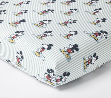 Disney Home x Sanderson Mickey Mouse Stripe Organic Crib Fitted Sheet