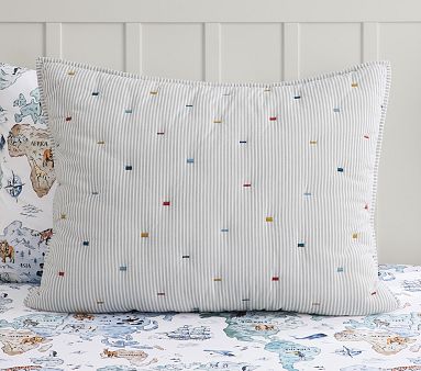 Embroidered Stripe Lightweight Standard Sham