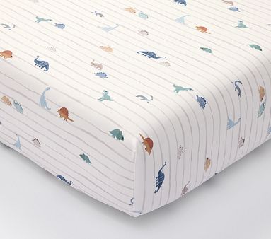 Dillon Dino Stripe Organc Crib Fitted Sheet