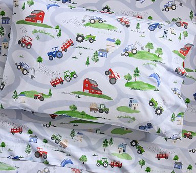 Organic Travis Tractor Sheet Set , Single , Multi