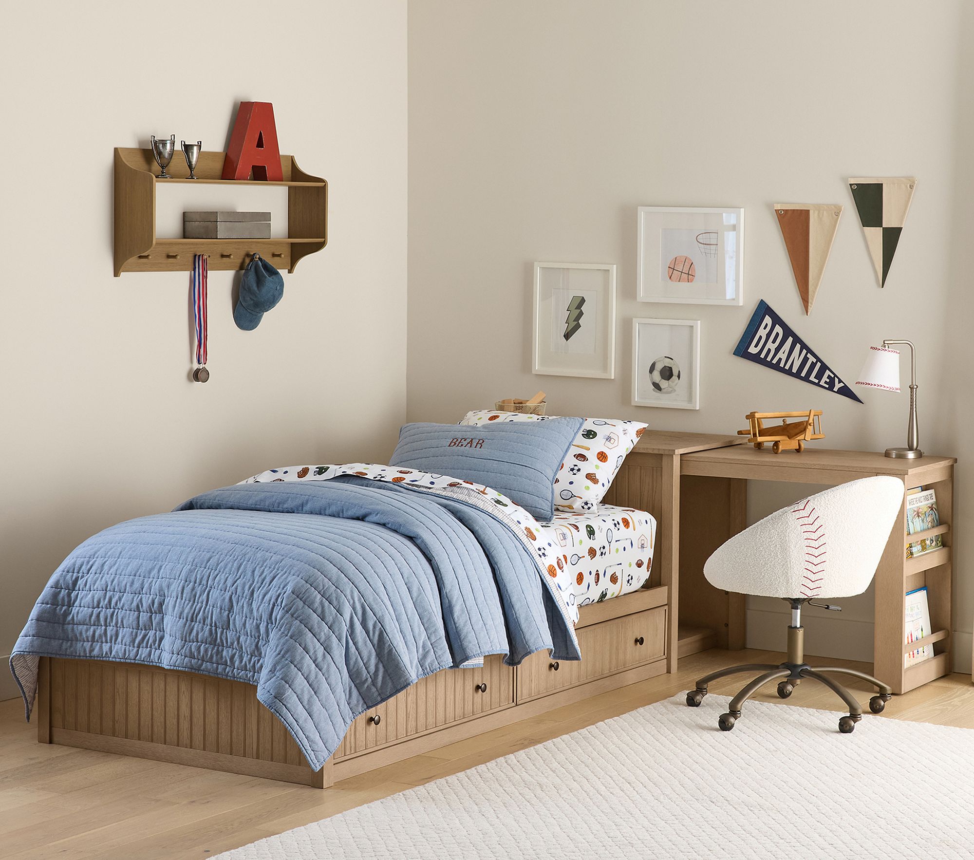 Alt image 1 for Catalina Study Bed with Pull-Out Desk