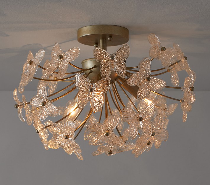 Ceiling Lights Pb Kids Lighting Crystal Butterfly Flush Mount