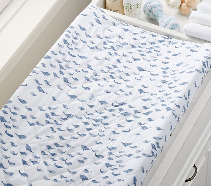 Watercolour Whale Changing Pad Cover Pottery Barn Kids