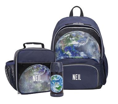 Mackenzie Earth & Moon Holographic RPET Bundle: Small Backpack, Classic Lunch, 12oz Water
