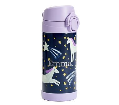 Glow-in-the-Dark Night Unicorn Navy Mackenzie 12oz Water Bottle
