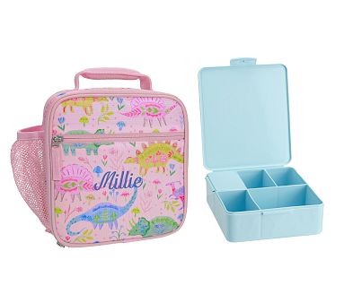 Mackenzie Heritage Pink Dinos RPET Lunch Bundle: Classic Lunch, Aqua Square Bento