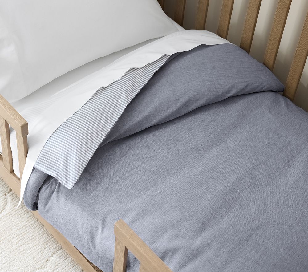 Chambray Reversible Organic Toddler Duvet | Pottery Barn Kids