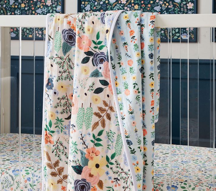 国内発*Pottery Barn × Rifle Paper ベビーキルト ブランケット Rifle Paper Co. Garden Party Forest Baby Quilt | Pottery