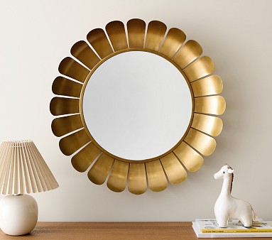 Sculpted Metal Sun Mirror (30&quot;)