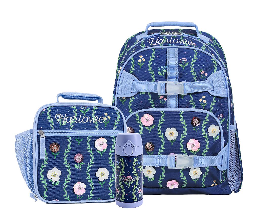 Mackenzie Sequin Flower Trellis Backpack &amp; Lunch Bundle, Set of 3