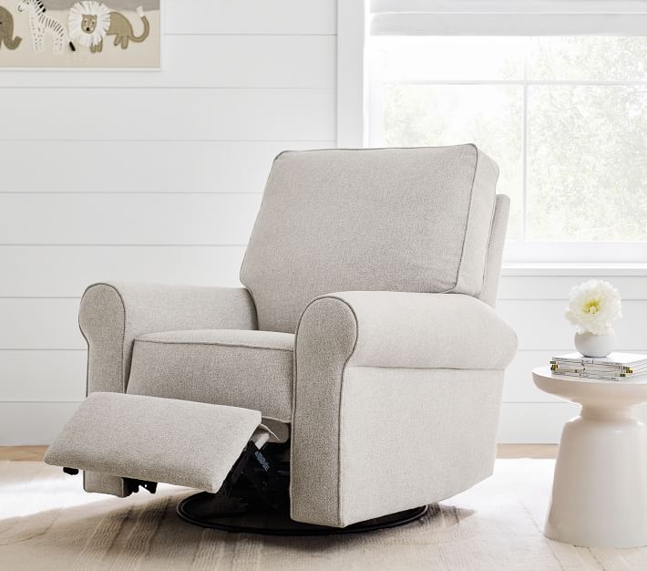 Small Grey Nursery Chair Comfort Swivel Glider Recliner