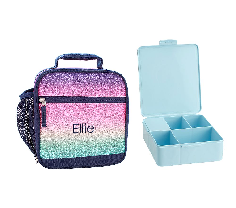 Mackenzie Rainbow Ombre Sparkle Glitter Lunch &amp; Bento Bundle, Set of 2