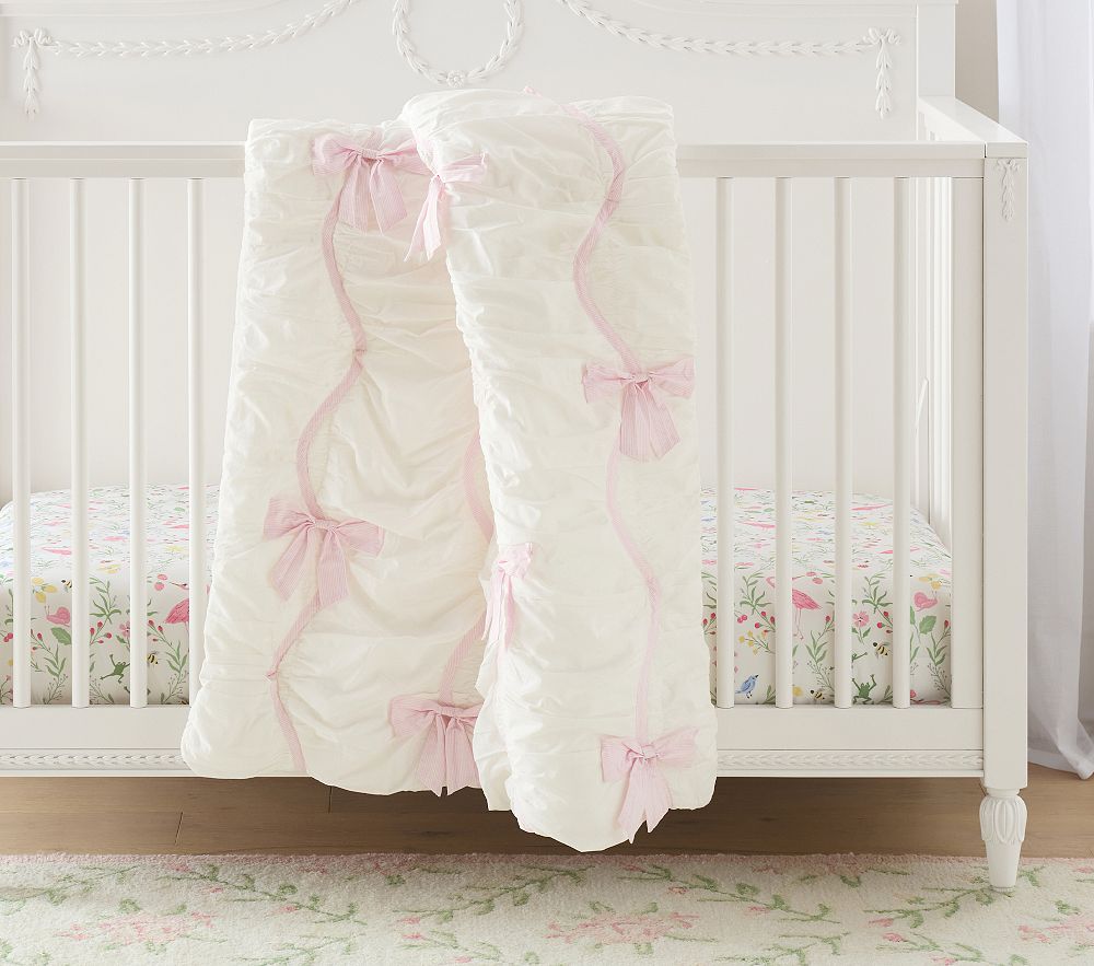 Pink Stripe Bow Baby Quilt